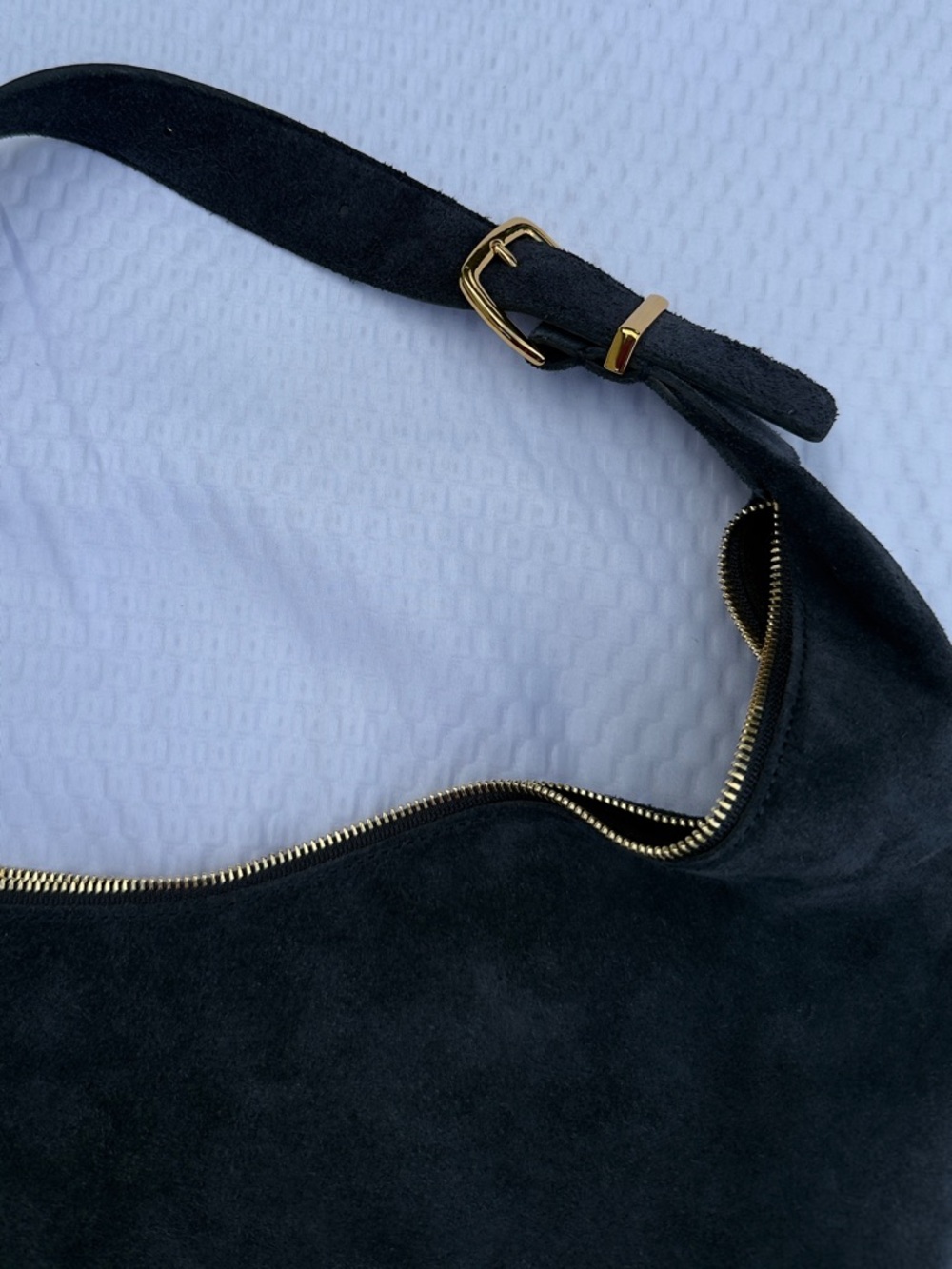 MADEWELL Dark Blue Suede Shoulder and cross body Bag with Gold Hardware - Picture 5 of 13